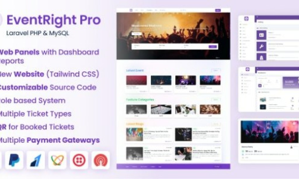 EventRight Pro v2.0.0 Nulled – Ticket Sales and Event Booking & Management System with Website & Web Panels (SaaS) Script