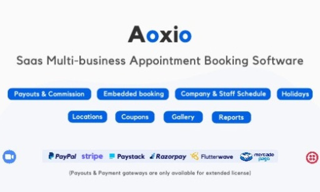 Aoxio v1.9 Nulled – SaaS Multi-Business Service Booking Software PHP Script