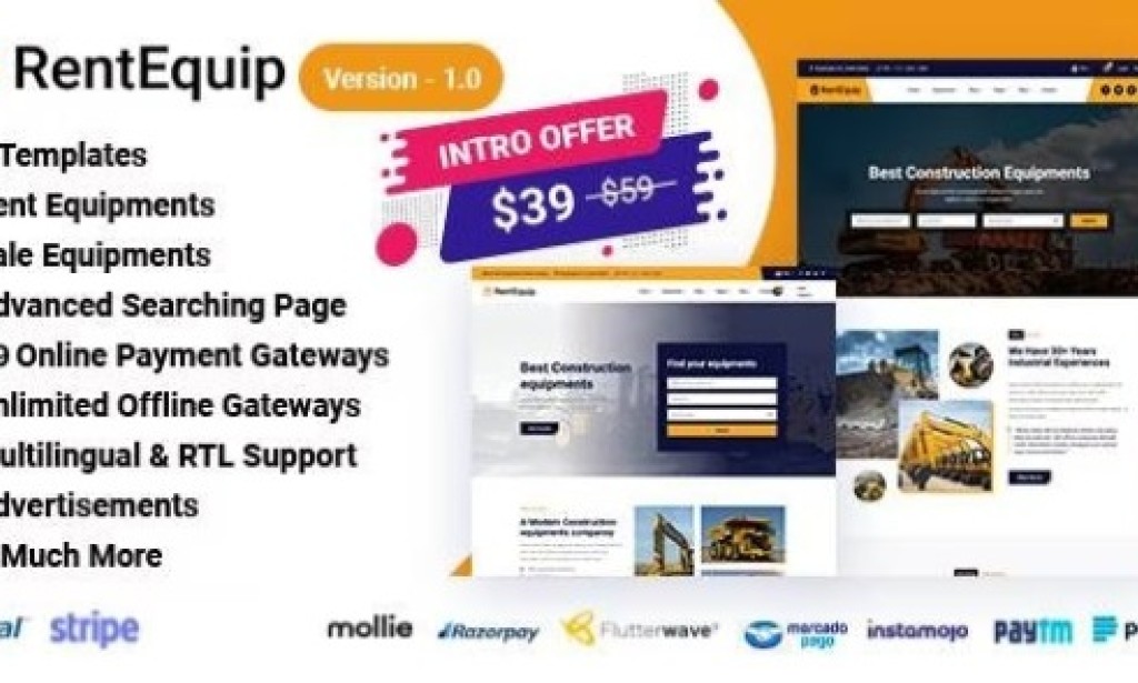 RentEquip v1.0 – Multipurpose / Equipment Rental Website PHP Script
