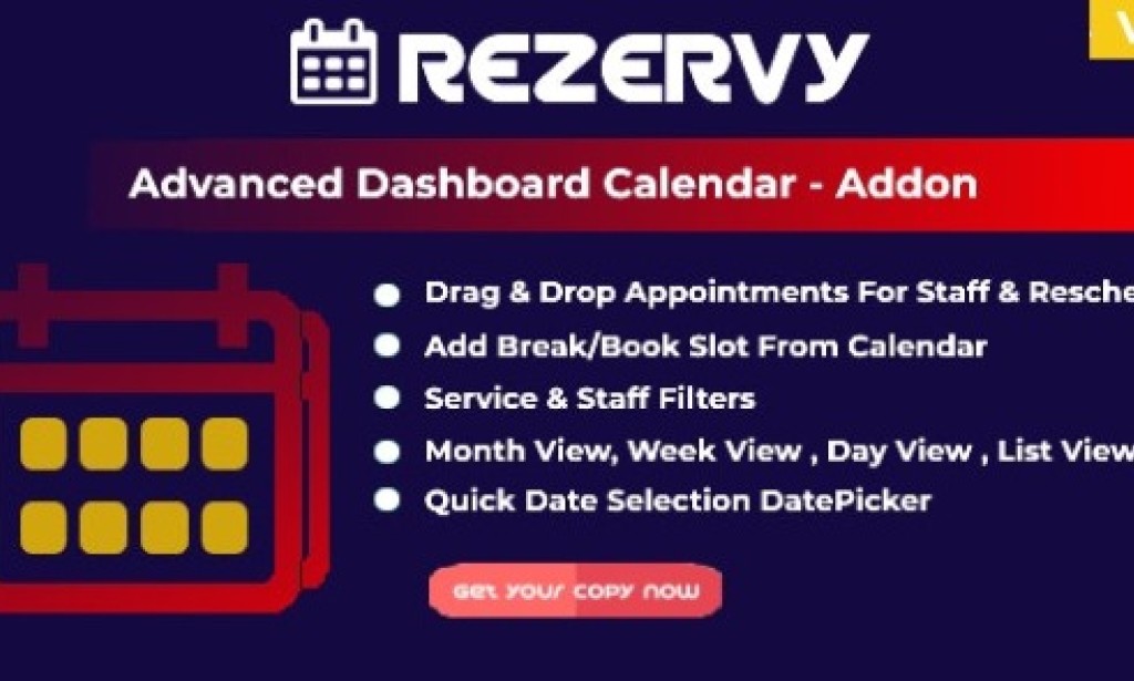 Rezervy v1.9 – Drag & Drop, Month, Week, Day, List View & Filters Appointments Calendar (Add-On) Free