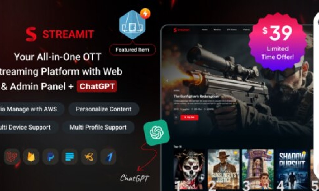 Streamit Laravel v2.0 – Movie, TV Show, Video Streaming Platform with Laravel with ChatGPT Script
