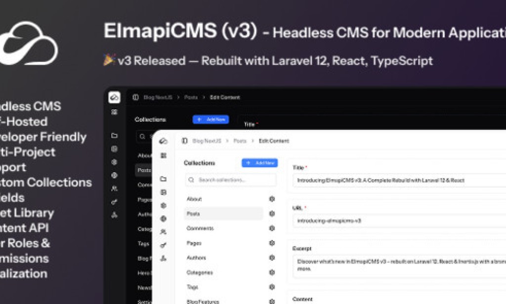 ElmapiCMS v3.0 – Headless CMS for Building Content API PHP Script