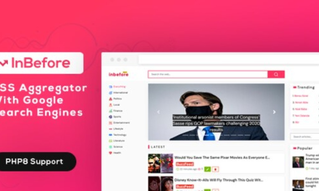 InBefore v1.0.7 – News Aggregator with Search Engine Script