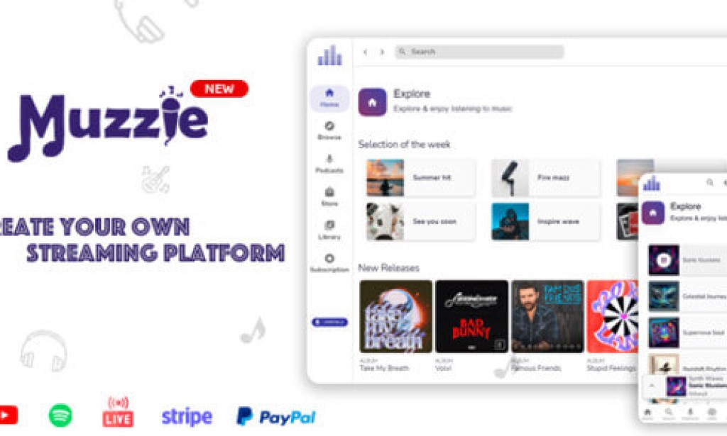 Muzzie v4.6 – Music, Podcast & Radio Streaming Platform Script