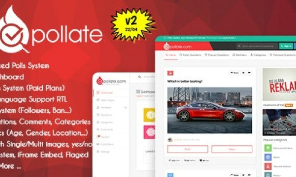 Pollate v2.1 – Premium Polls and Voting Platform SAAS PHP Script
