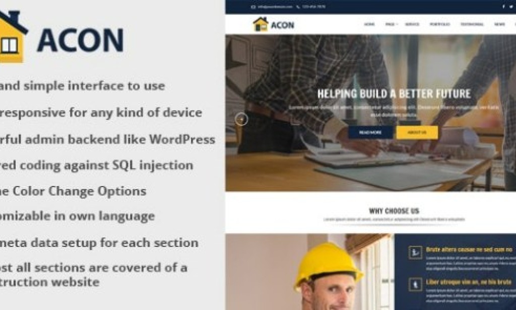 Acon v1.9 – Architecture and Construction Website CMS Script