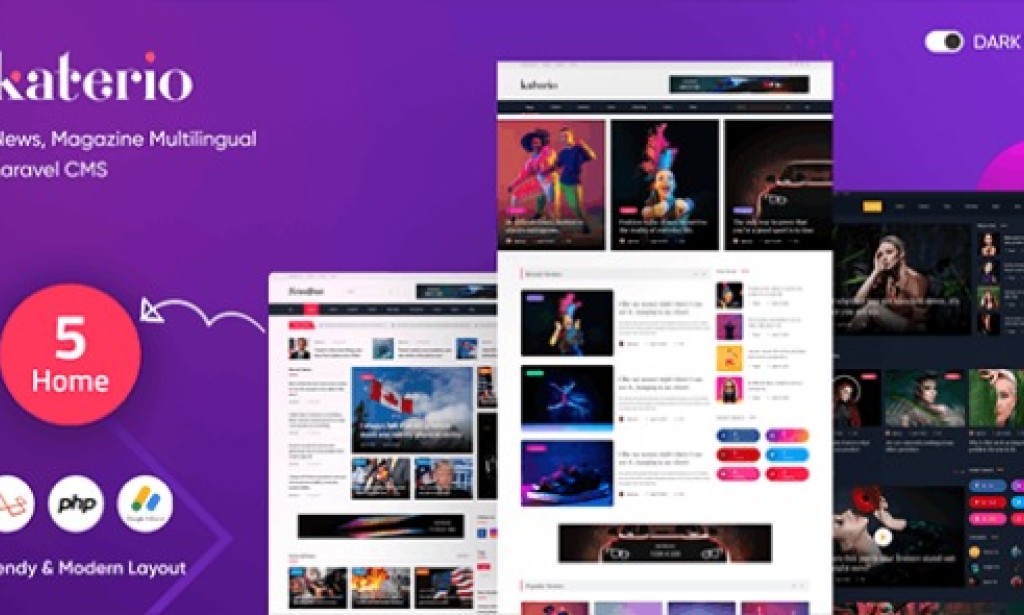 Katerio v1.0.8 – News, Magazine Multilingual Laravel CMS Script