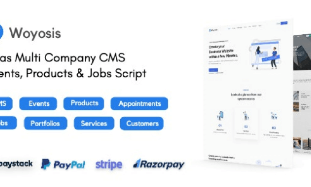 Woyosis v1.0.0 Nulled – SaaS Multi Company CMS – Events – Products & Jobs Script