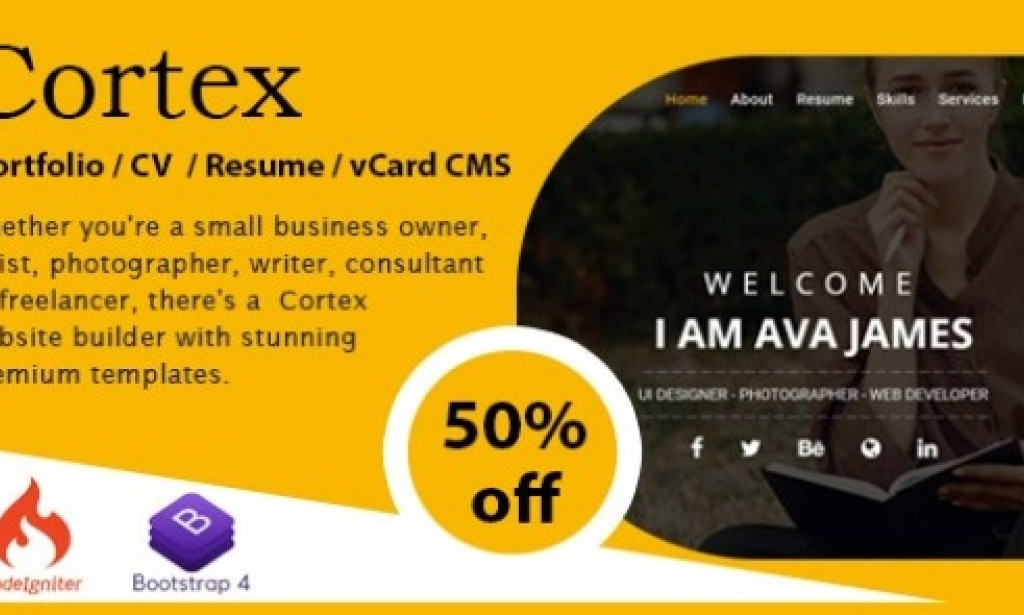 Cortex Portfolio v1.2 – CV / Resume / vCard CMS PHP Script