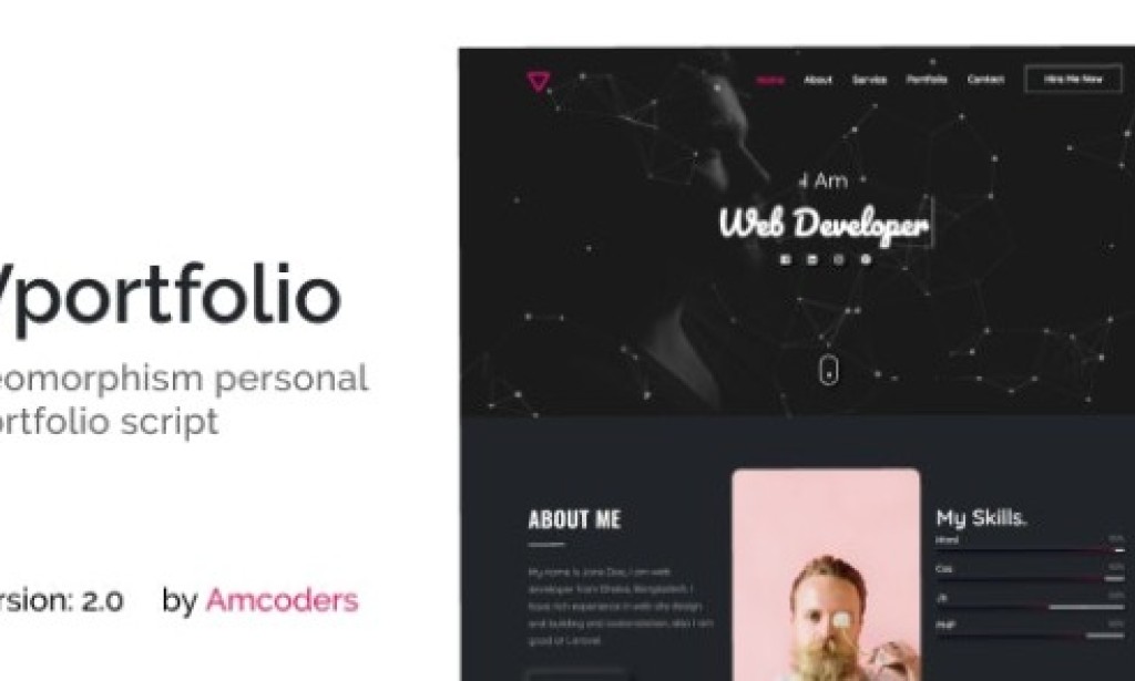 Vportfolio v2.1 – Neomorphism Laravel Personal Portfolio Script