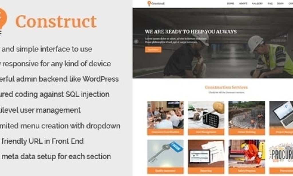 Construct v1.2 – Building and Construction Website CMS Nulled