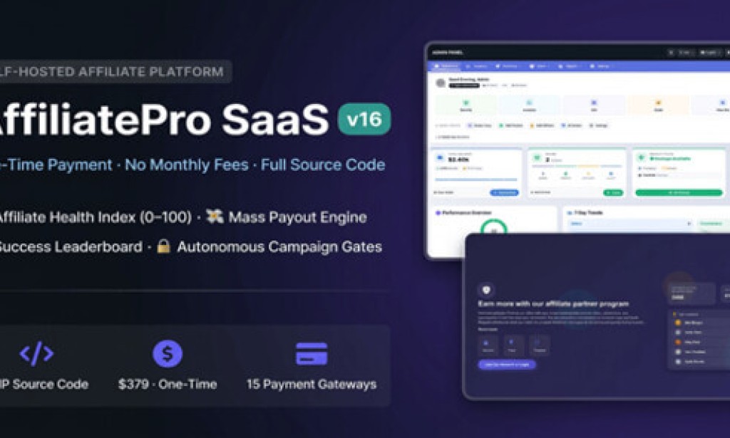 AffiliatePro SaaS v16 Nulled – AI-Powered Enterprise Affiliate & Multi-Vendor Engine (17-Layer Fraud Defense) Script