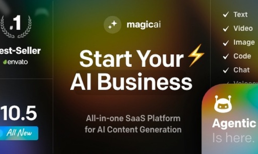 MagicAI v10.6 Nulled – OpenAI Content, Text, Image, Video, Chat, Voice, and Code Generator as SaaS Script
