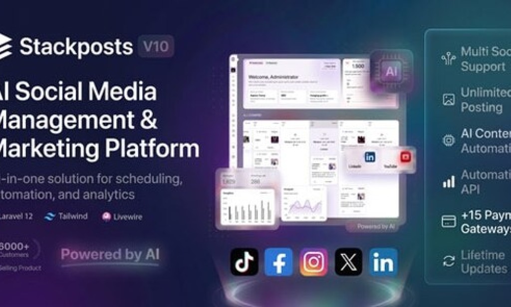 Stackposts v10.0.0 Nulled – AI Social Media Management & Marketing SaaS Platform Script