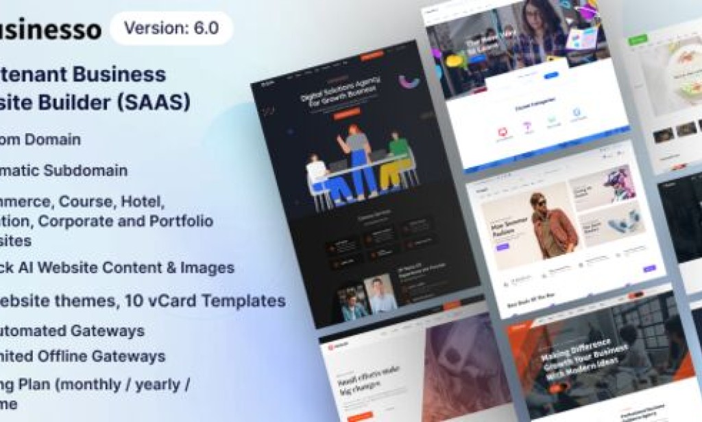 Businesso v6.0 Nulled – Multitenant Website Builder SAAS (AI Powered) Script