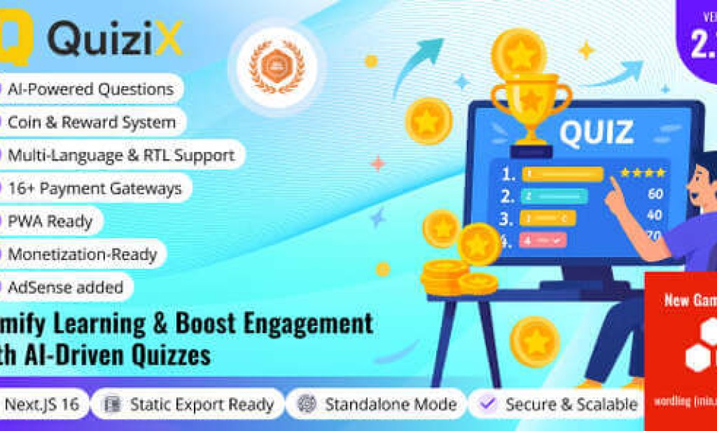 QuiziX v2.1.0 – AI Quiz & Trivia Game | Laravel + Next.js Gamified Quiz Platform Script