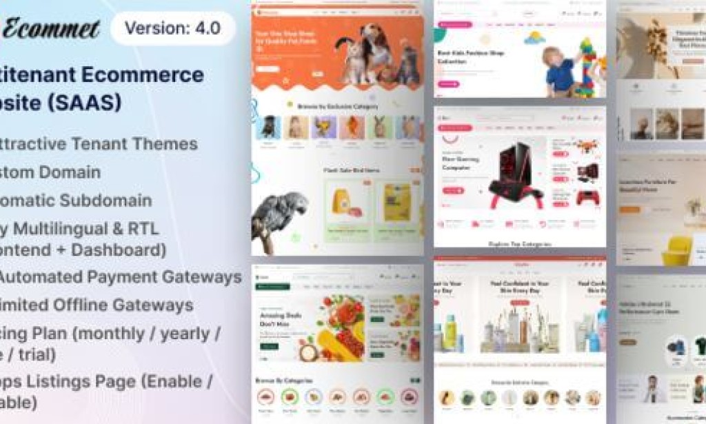 Ecommet v4.0 – Multitenant Ecommerce Website Builder (White Label) Script