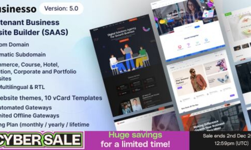 Businesso v5.0 Nulled – Multipurpose Website Builder SAAS (Multitenancy) Script