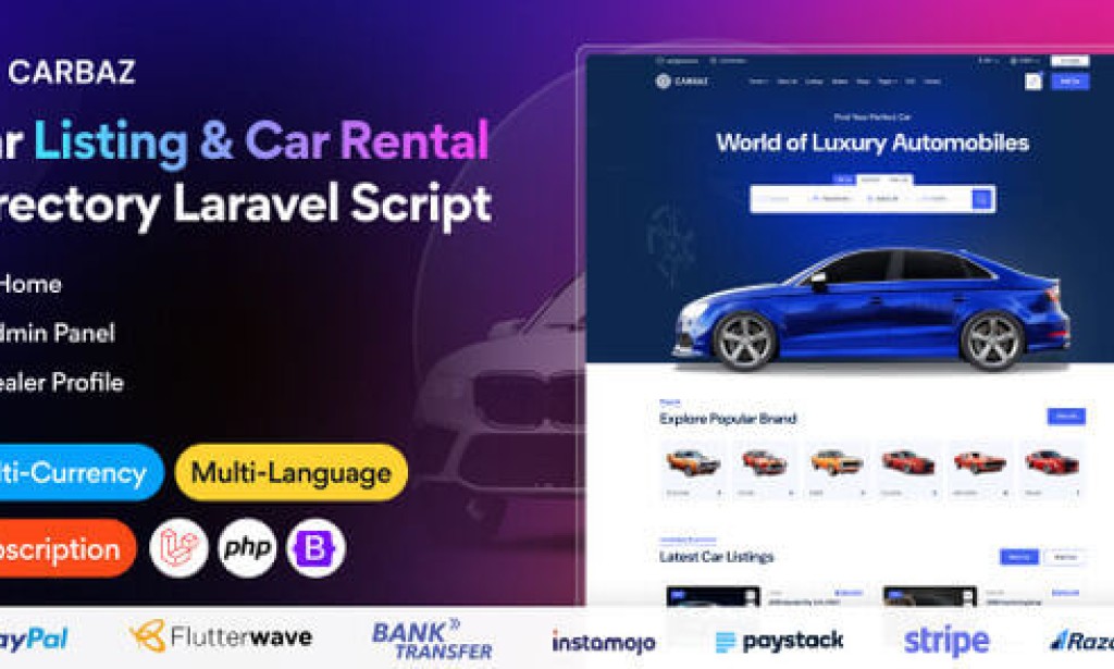 Carbaz v3.0.0 – Car Listing & Car Rental Directory Laravel Script