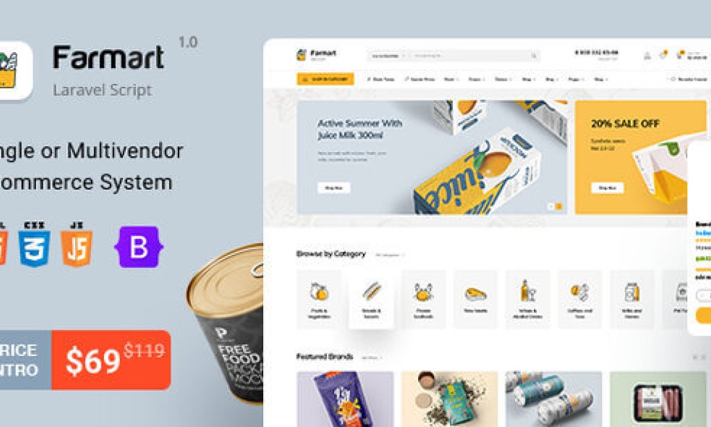 Farmart v1.23.9 Nulled – Single or Multivendor Laravel eCommerce System PHP Script