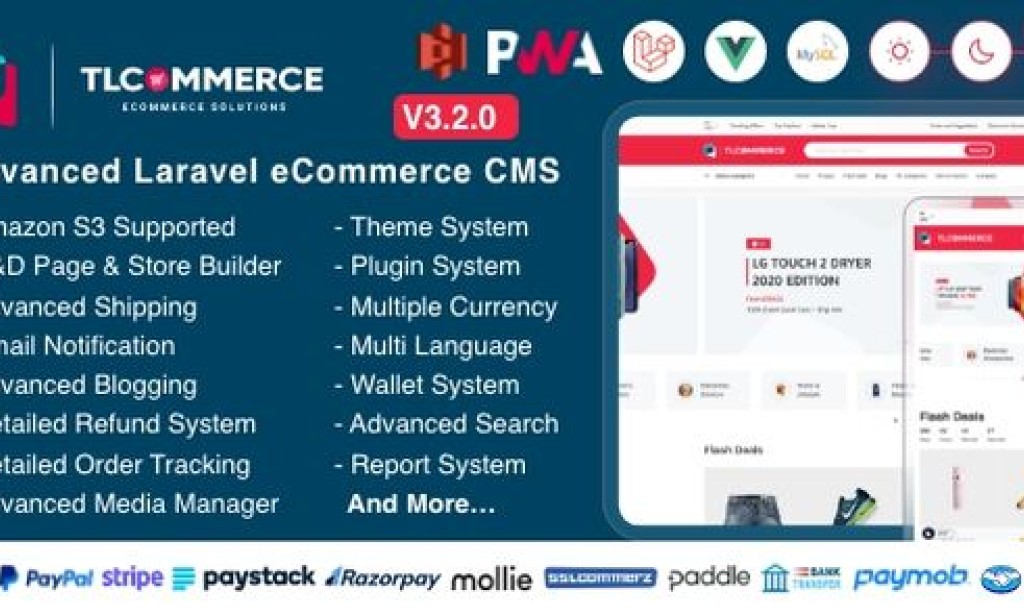 TLCommerce v3.2.0 Nulled – Laravel & VueJS Powered Ecommerce CMS with PWA PHP Script