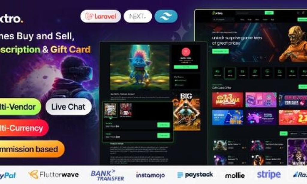 Axtro v2.0 – Games Buy and Sell, Subscription & Gift Card Laravel Script PHP Script