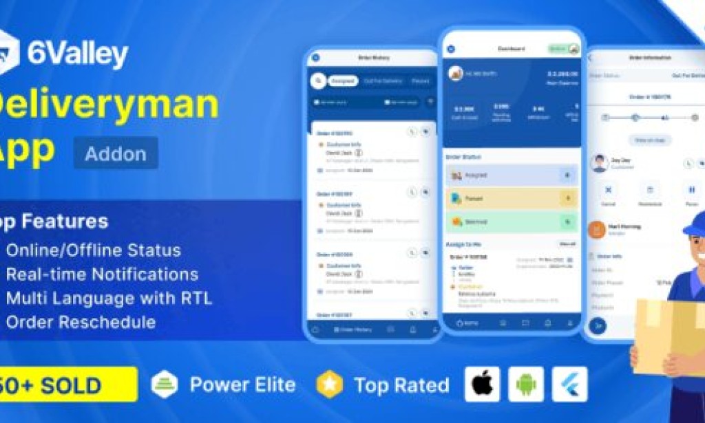 6Valley e-commerce v3.10 – Delivery Man Flutter App Source