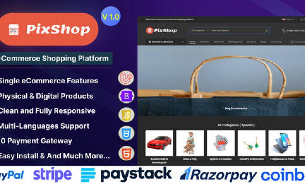 PixShop v1.0 – E-Commerce Shopping Platform Script