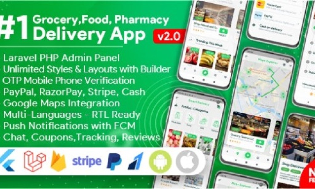 Grocery, Food, Pharmacy, Store Delivery Mobile App with Admin Panel Script v2.0.1