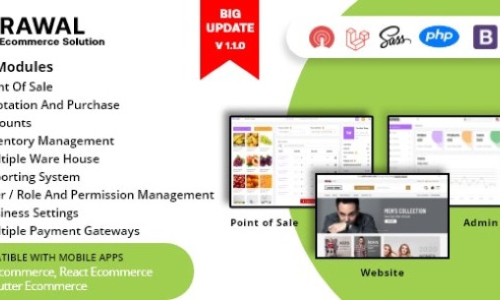 Rawal v1.1.7 – All in One Laravel Ecommerce Solution with POS for Single & Multiple Location Business Brand PHP Script