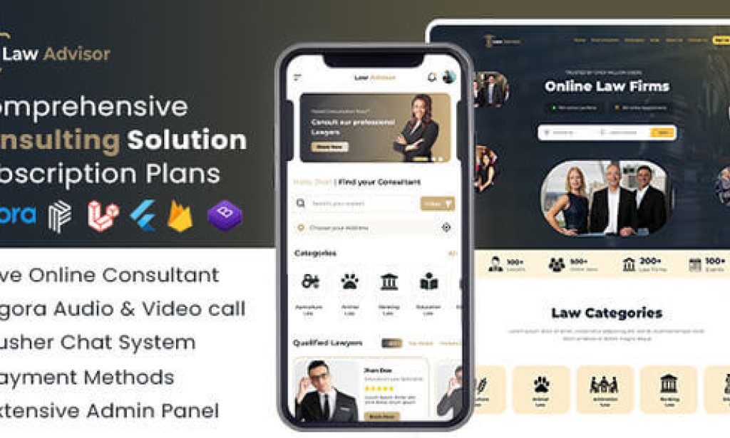 LawAdvisor v2.0.2 – Seamless Tele-Advisory Platform & Virtual Legal Services with Flutter Apps, Web & Admin Source