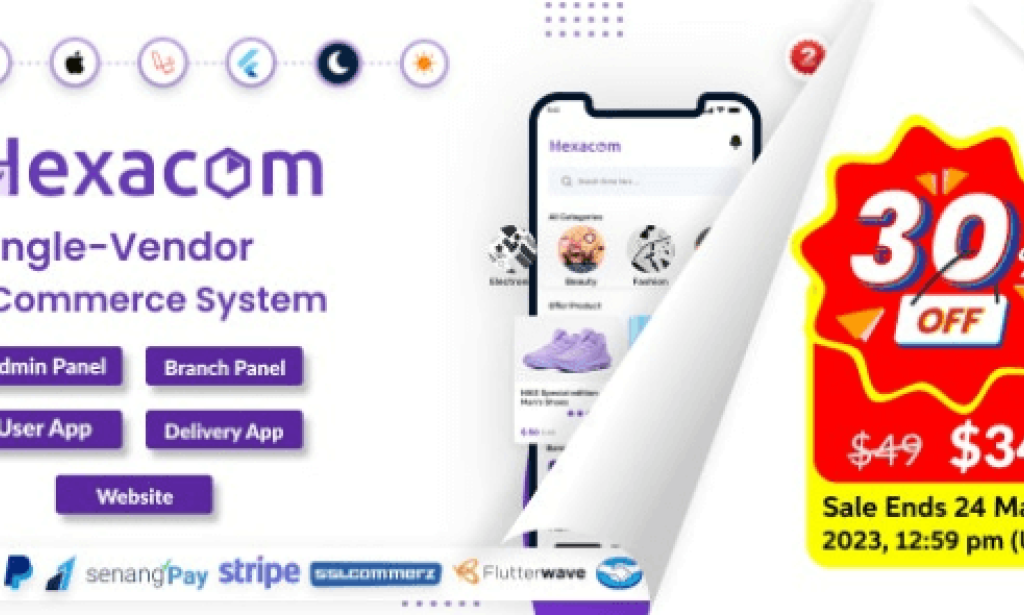 Hexacom v6.2.1 Nulled – Single Vendor eCommerce App with Website, Admin Panel and Delivery Boy App Source Code
