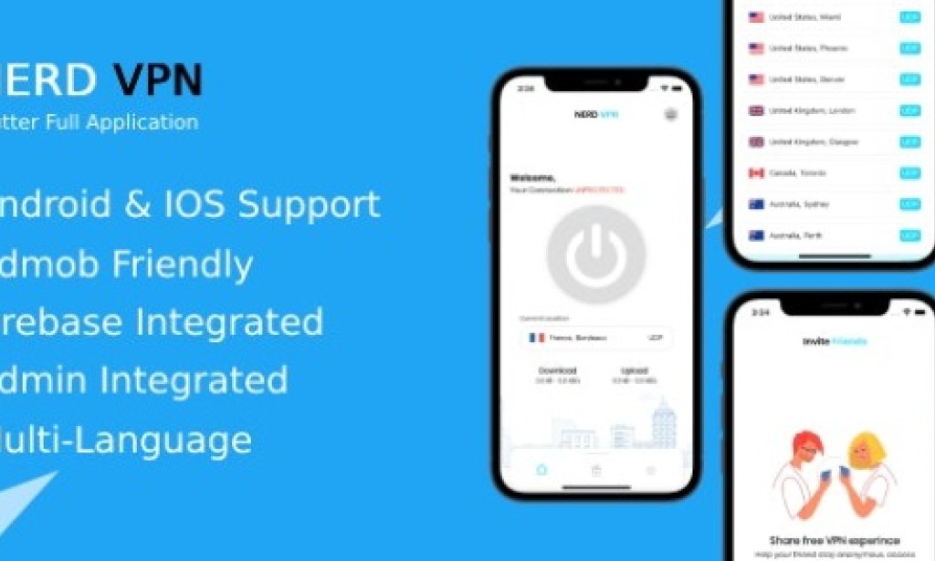 Nerd VPN v6.0.1 – Flutter VPN Full Application with IAP, Integrated with Backend and Admin Panel Source