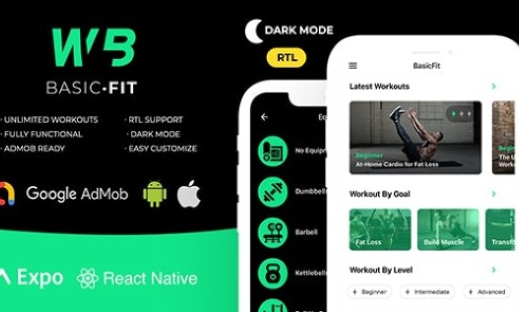 FitBasic v2.0 – Complete React Native Fitness App + Multi-Language + RTL Support Source