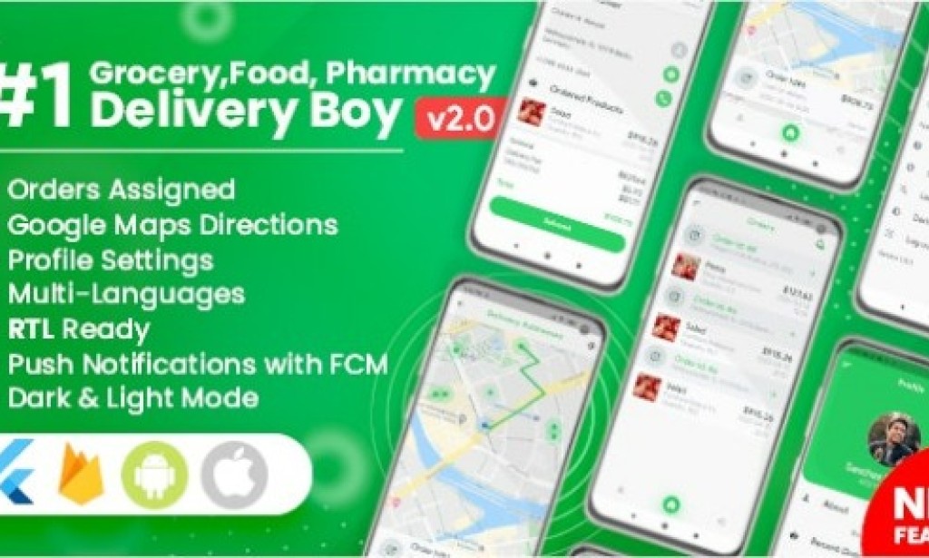 Delivery Boy for Groceries, Foods, Pharmacies, Stores Flutter App v2.0.0 Source Code