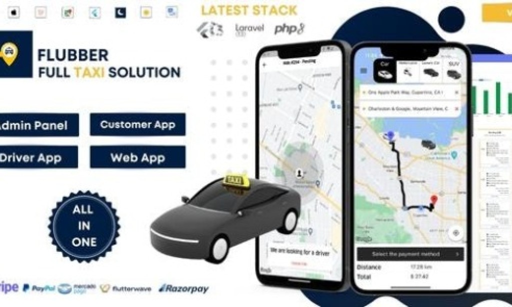 Flubber v1.0.1 – Taxi Cab Full Solution with Customer and Driver Flutter App, Web and Admin Laravel Panel Source Code