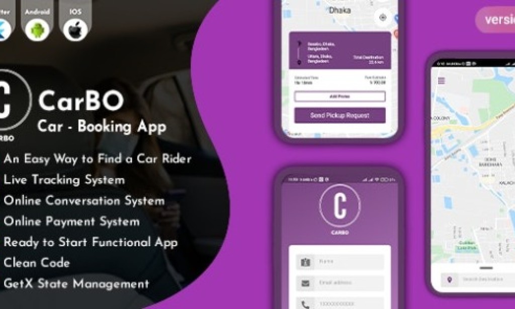 CarBo v1.0 – Online Car Booking Flutter App UI Kit Template