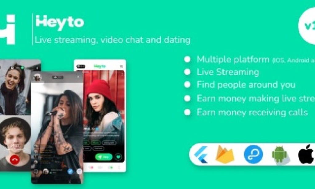 Heyto v1.0 – Live Streaming (iOS, Android and Web) Paid Video calls and Dating, Payouts with Admin Panel Source