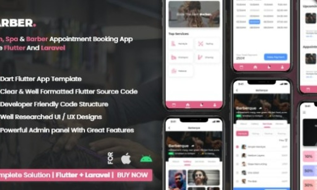Salon Booking Management System with Mobile App using Flutter v3.6 Source Code