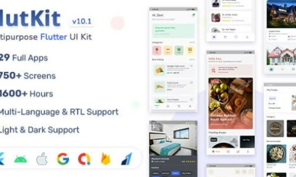 FlutKit v10.1 – Flutter UI Kit App Source