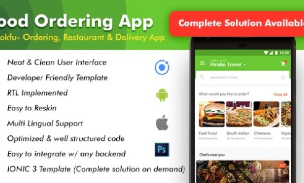 Food Delivery App v2.0 – Food Ordering App|Android + iOS App Template|3 Apps| Multi Restro Cookfu (IONIC 4) App Source