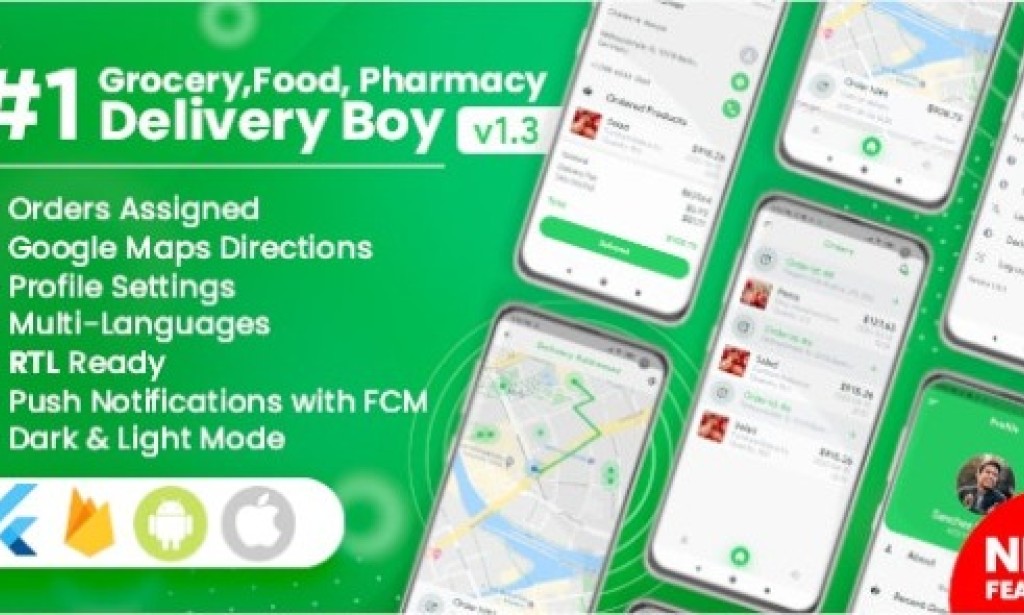 Delivery Boy for Groceries, Foods, Pharmacies, Stores Flutter App Source Code v1.3.0