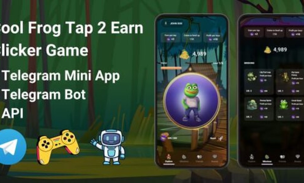 CoolFrog v1.0 – Tap2Earn Clicker Game with Telegram Mini App + API + Bot