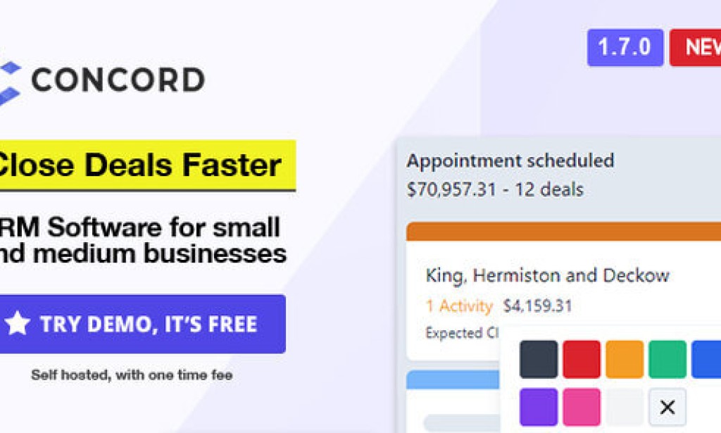 Concord v1.7.0 – Deals Management CRM PHP Script