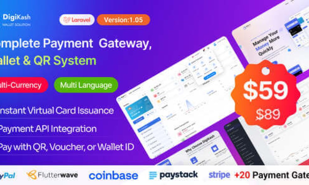 DigiKash v1.0.5 – Complete Payment Gateway, Wallet & QR System Script