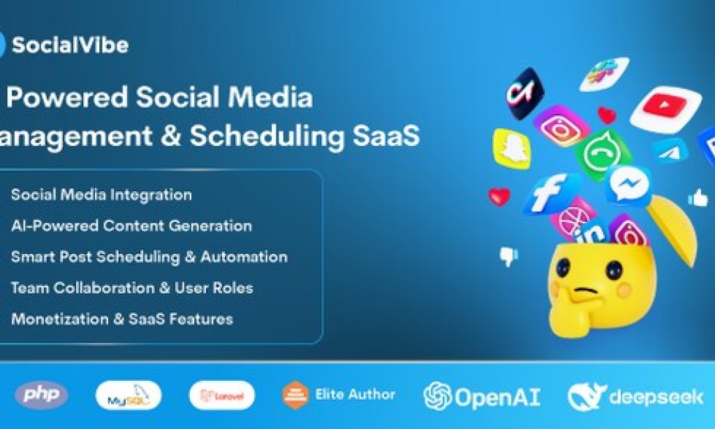SocialVibe v2.1.0 – AI-Powered Social Media Management & Scheduling SaaS Script