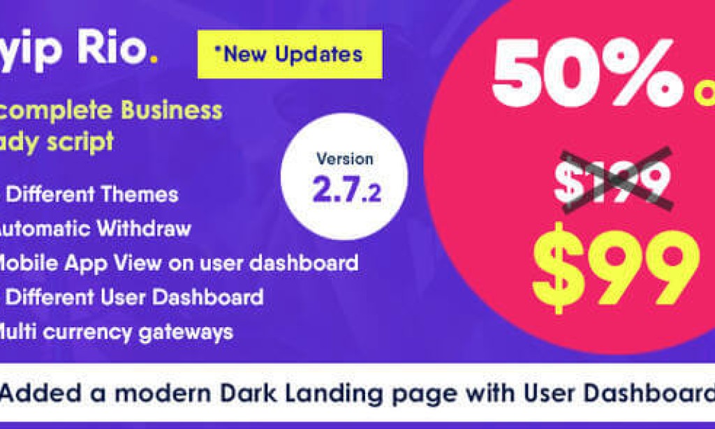 Hyip Rio v2.7.2 Nulled – Advanced Hyip Investment Scheme with Ranking System and Automatic Withdraw Script