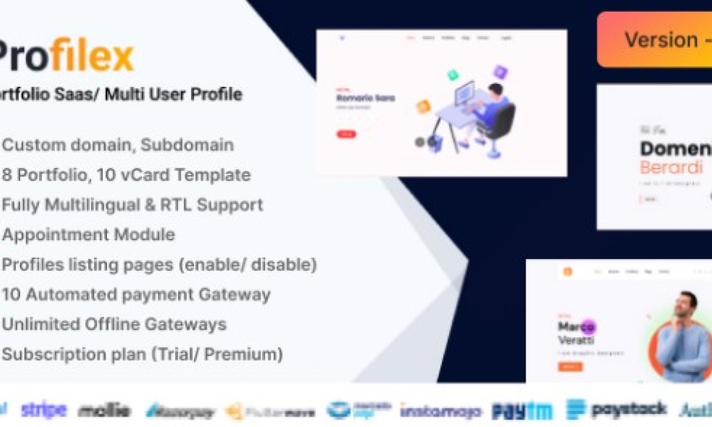 Profilex v3.1 Nulled – Portfolio Website Builder SAAS (Multitenant) PHP Script