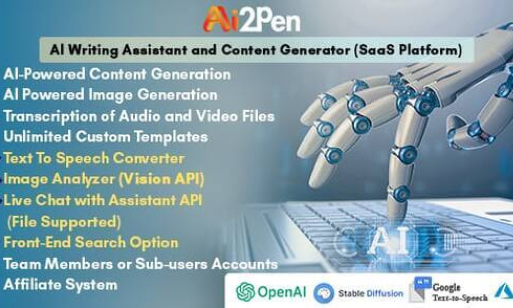 Ai2Pen v6.5 Nulled – AI Writing Assistant and Content Generator (SaaS Platform) PHP Script