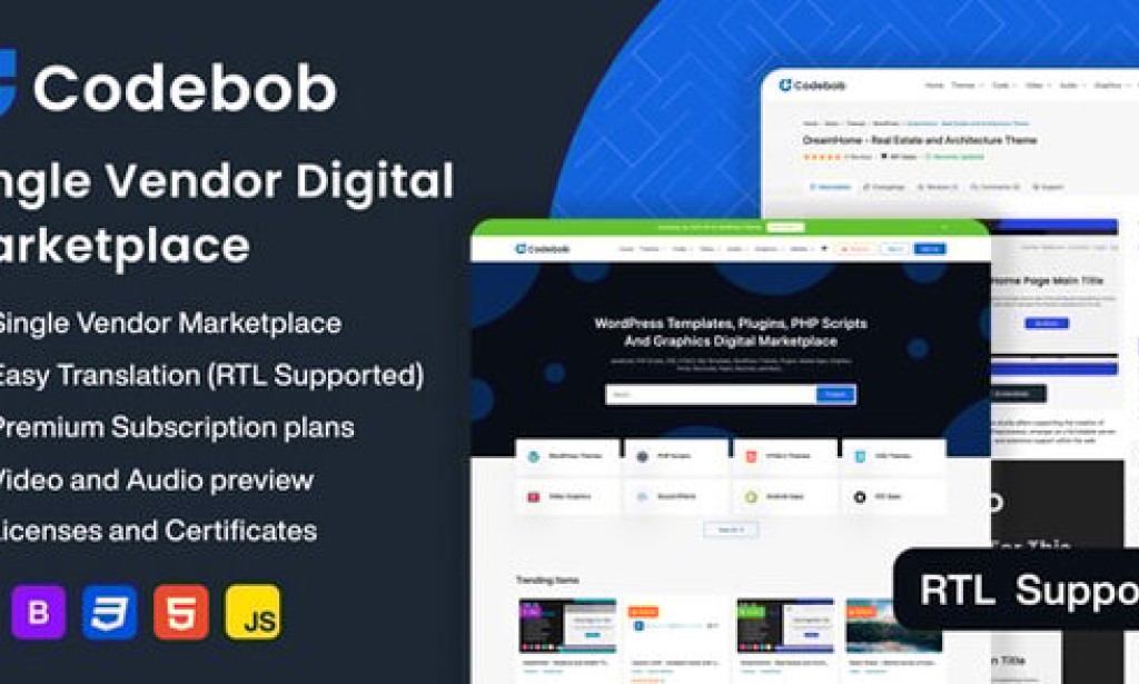 Codebob v1.1 Nulled – Single-Vendor Digital Marketplace (SAAS Ready) PHP Script